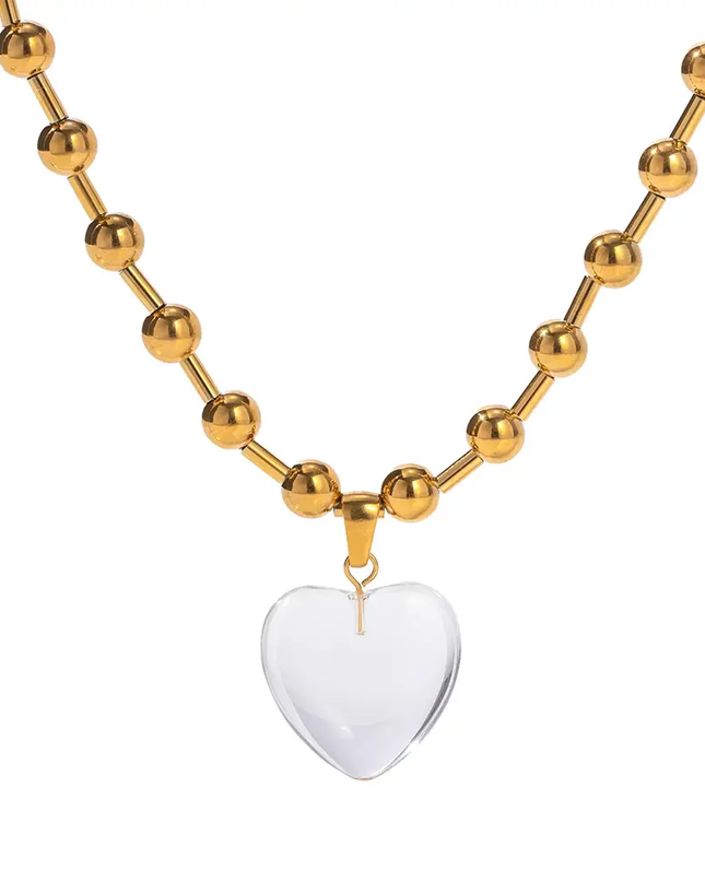 SB Clear Glass Heart Necklace