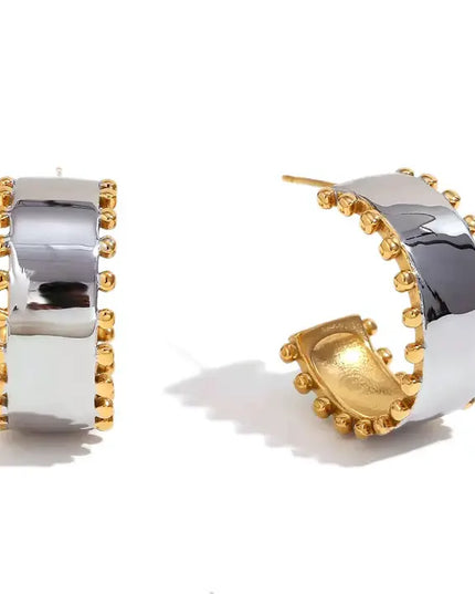 Silver and Gold Beaded Hoop Earrings