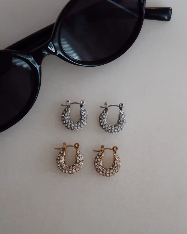 C.P Small Diamond Hoops - Silver