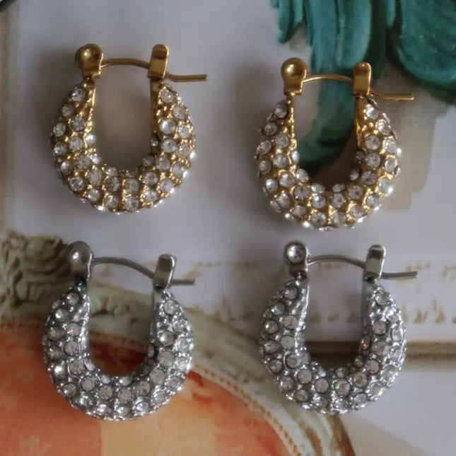 C.P Small Diamond Hoops - Silver