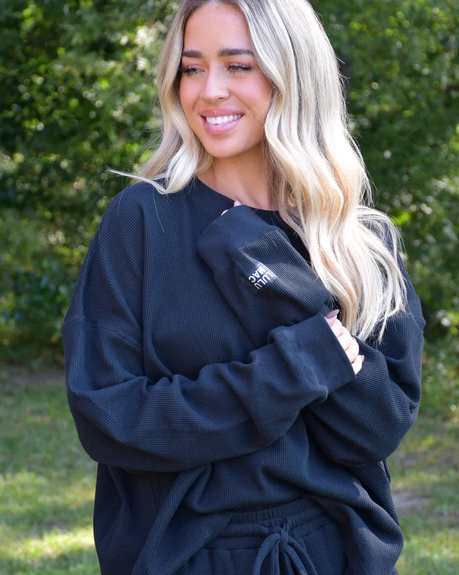 Lulu Mac Waffle Long Sleeve - Black