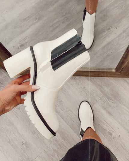 Anastasia Booties - Beige/Black